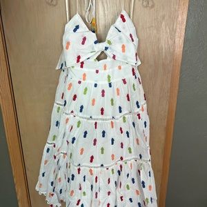 FARM Rio Multicolor Pineapple Embroidered Midi Halter Dress NWT